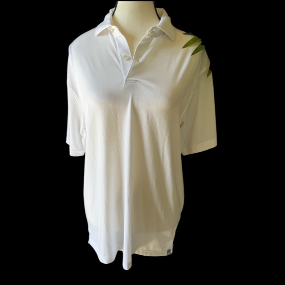 Peter Millar White Polo with Green Leaf Accent